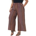 thumbnail image 4 of Agnes Orinda Women's Plus Size Palazzo Pants Stripe Boho Wide Leg Paper Bag Pant Beach Casual Summer Trousers 4X Red Brown, 4 of 6