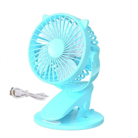 

Mini Fan Portable Travel 3 Speed Rotation Clamp Desk Air Fan for Car Office Bedroom Blue