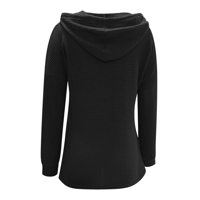 PMUYBHF Women's Casual Temperament Lapel Solid Color Button Long Sleeved  Shirt T Shirt L Plus Size Tops for Women Work Solid Colors 3X Black Hoodie  Women Zip up Oversized 