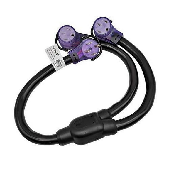 Parkworld 692095T RV 50 AMP 1 to 2 Y Adatper 14-50P Male Plug to Two of 14-50R Female connector
