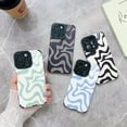 thumbnail image 2 of for iPhone 15 Phone Case, Soft PU Leather TPU and Cute Art Wavy Painted for Women Girls, Slim Protective Shockproof Compatible with iPhone Case (Grey, iPhone 15), 2 of 14