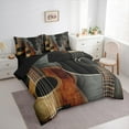 thumbnail image 3 of Feelyou Vintage Wooden Guitar Bedding Comforter Set 7pcs, Pop Hip Hop Music Queen Bedding Sets, Teen Boy Girl Kid Reversible Queen Sheet Sets, Luxury Bedroom Decor, 3 of 7