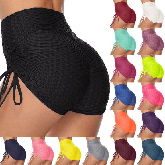 Women's High Waist Workout Shorts with Ruched Detail Comfortable Compression Fit for Running and Gym Training