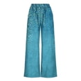 thumbnail image 7 of MYAOYI Women's Summer Gypsophila Print Wide Leg Pants, Elastic High Waist Casual Trousers, 7 of 7