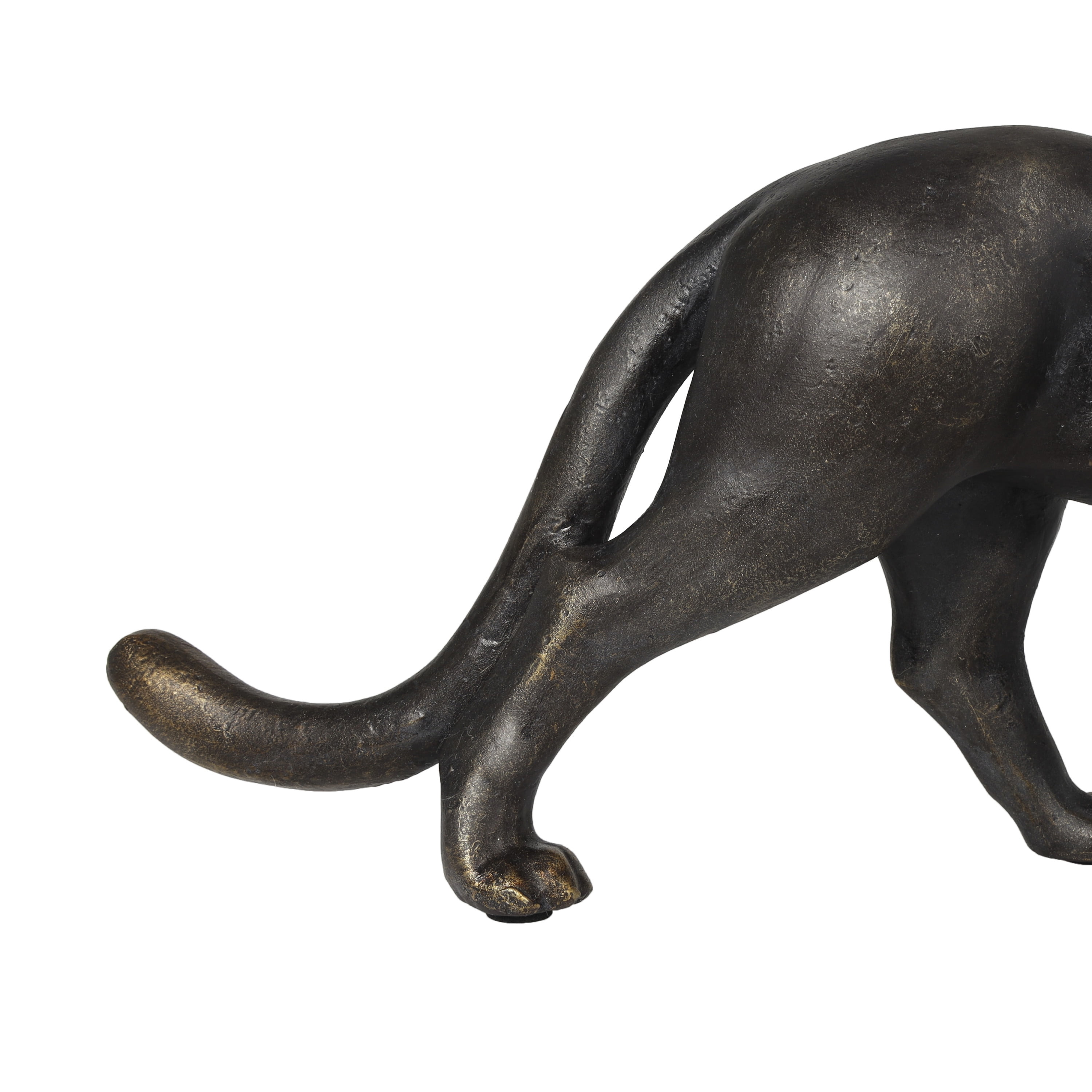15" x 6" Black Polystone Leopard Sculpture with Gold Accents, by DecMode