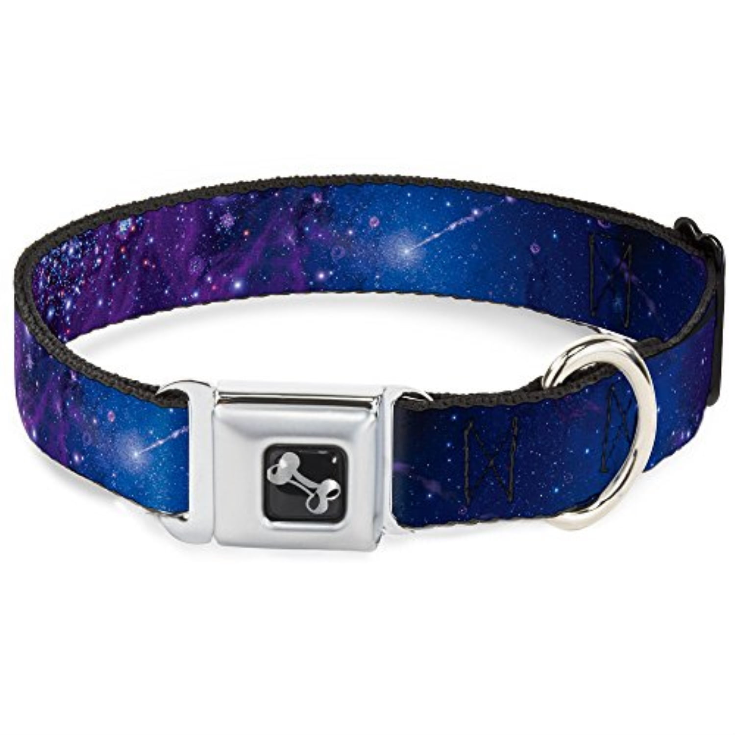 buckledown seatbelt buckle dog collar galaxy blues/purples 1.5