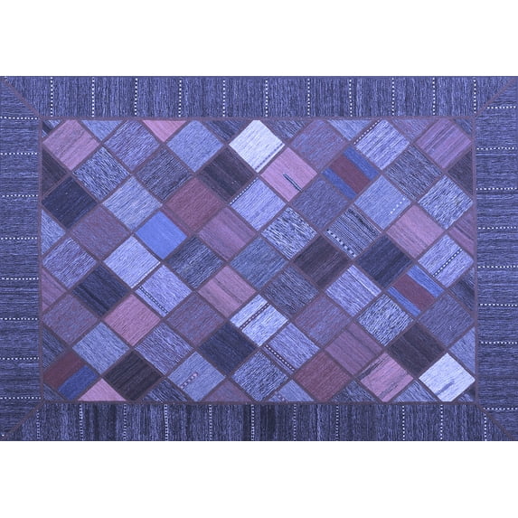 Ahgly Company Indoor Rectangle Abstract Blue Contemporary Area Rugs, 8' x 12'
