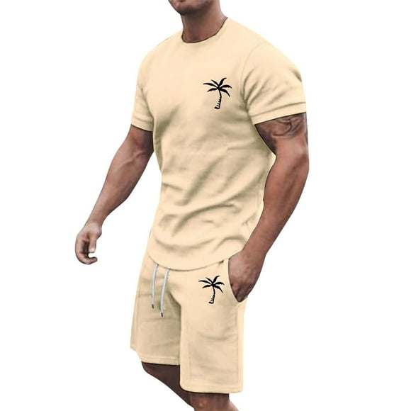 SHIXIAOO Men's Summer Tracksuit Plus Size Short Sleeve O Neck Athletic Suit Casual Color Block Drawstring Waist Tracksuit Set Mens Suit Coats Suit Men Regular Fit Cool Suits for Men Mens