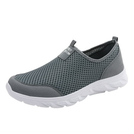 Yindaity Men S Slip On Shoes Mens Slip On Loafer Casual Walking Shoes Comfortable Non-Slip Flats (Grey 11)