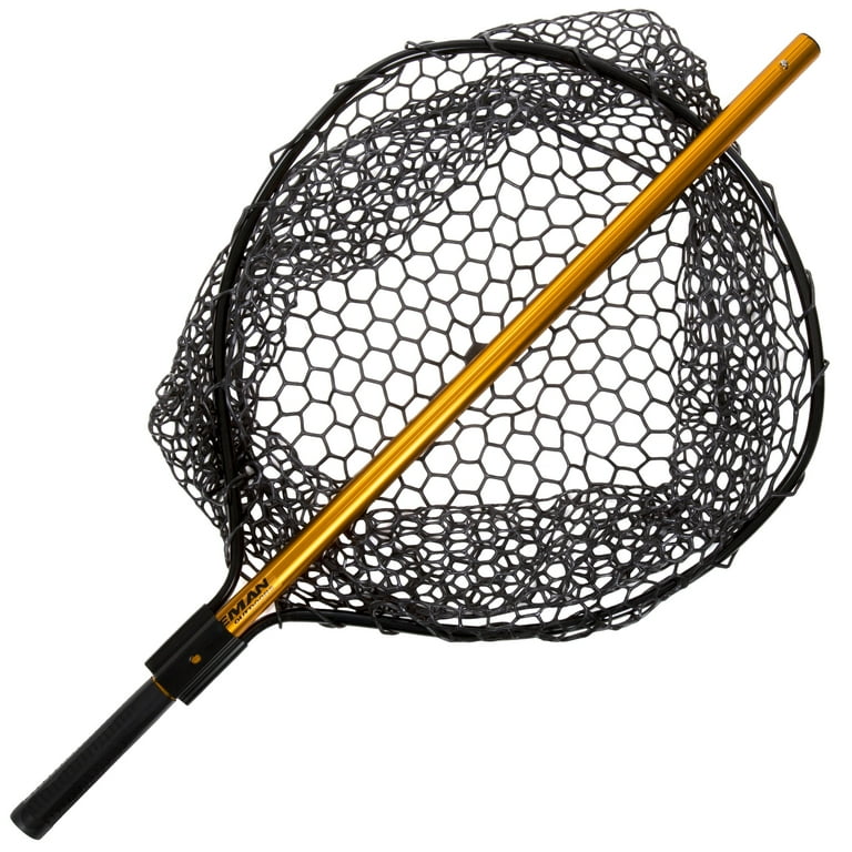 Wakeman Fishing Retractable Rubber Landing Net - 35 In. Handle, Black Wakeman Fishing Retractable Rubber Landing Net - 35 In. Handle, Black