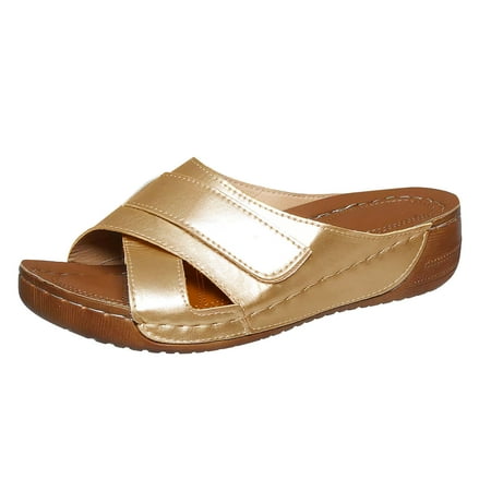 

Pyhlmscde Womens Sandals Summer Shoes Open Toe Slip On Retro Slides Casual Indoor Outdoor Beach Slippers