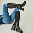 thumbnail image 5 of Botas SOVANYOU de piel negra con plataforma hasta la rodilla para mujer, 5 of 5