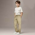 thumbnail image 2 of Kids Joggers Pants New Boys Cargo Sweatpants Baggy Straight Leg Joggers Pants Elastic Waist Athletic Workout Trousers with Pockets Beige 3 Years, 2 of 7