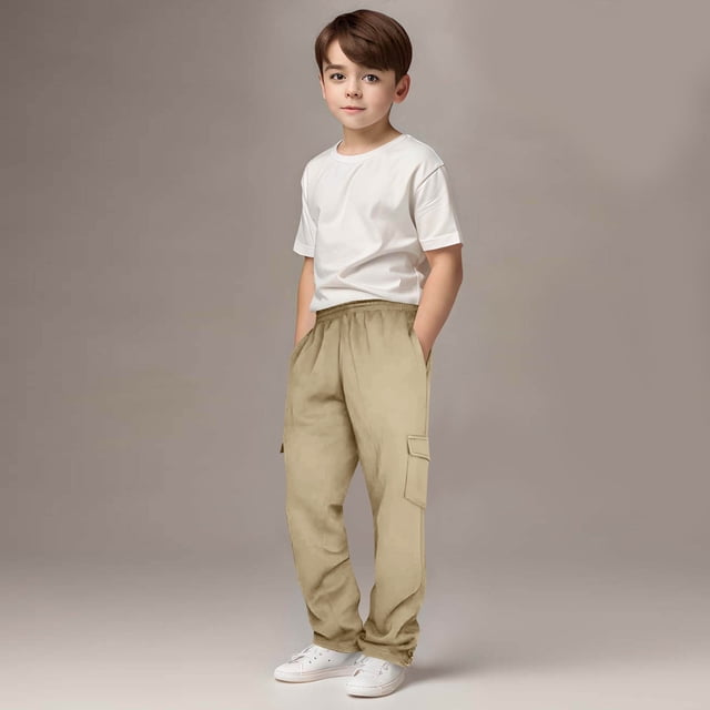 Cowsor Kids Solid Color Sweatpants Casual Elastic Waist Joggers Pants Comfort Loose Fit Athletic Pants Running Trousers