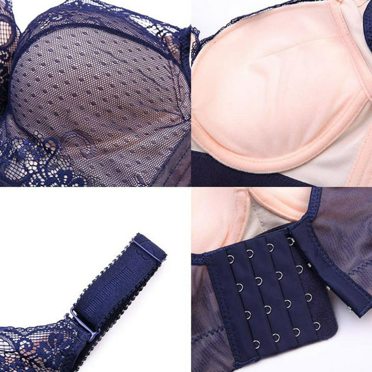 LowProfile Push Up Bra for Women Plus Size Adjustable Sports Extra-Elastic  Breathable Lace Trim Bras Black 46A