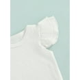 thumbnail image 5 of Franhais Baby Girl 2pcs Suit, Ruffle Fly Sleeve Romper Tops High Waist Summer Spring Buttons Suspender Skirt, 5 of 9