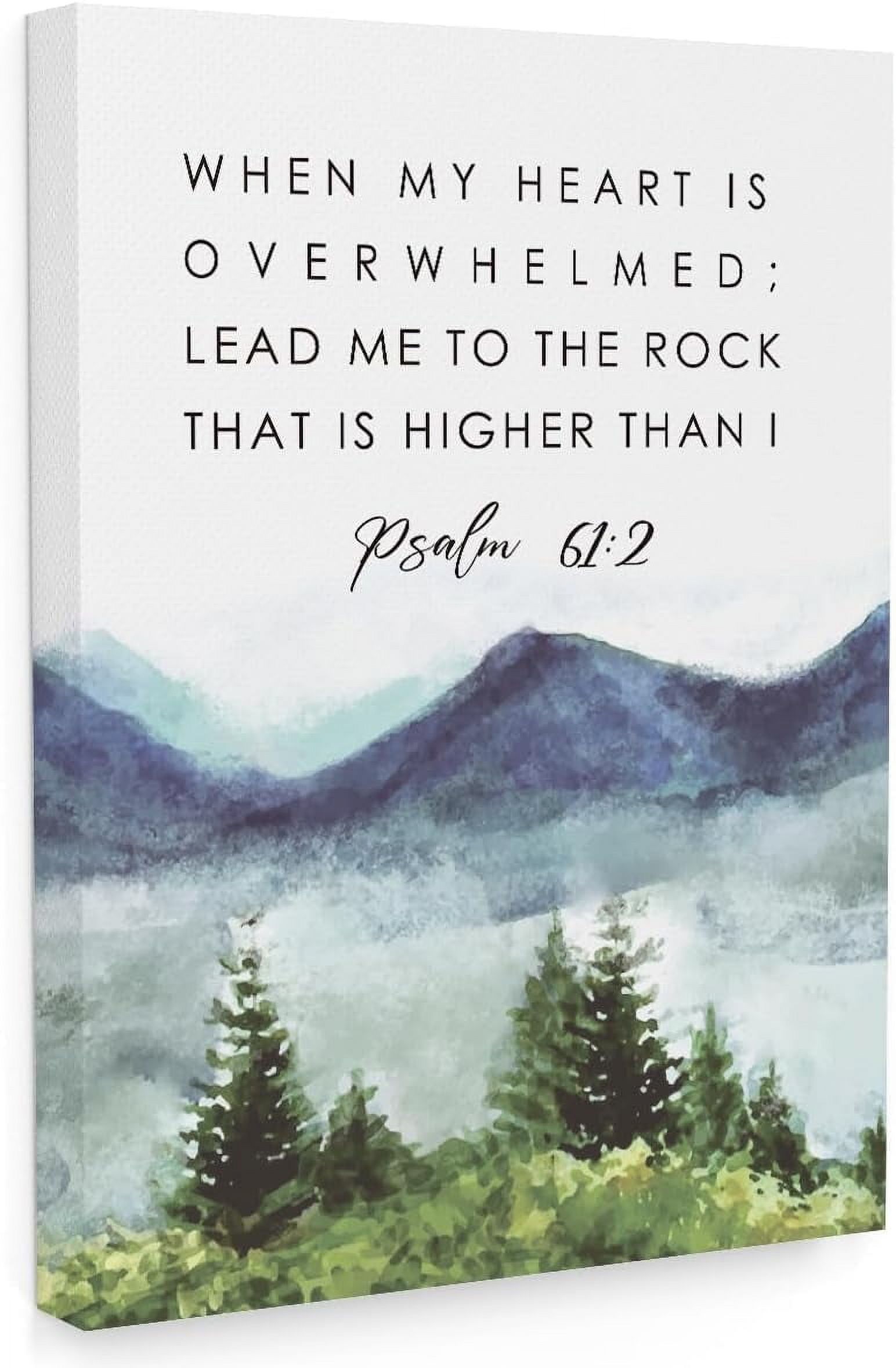 Bible Verses Wall Art, When My Heart Is Overwhelmed Wall Decor, Watercolor Forest Prayer Wall Decor, Inspirational Framed Canvas Wall Art For Home, Christian Gifts for Woman Man - A08