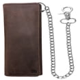 thumbnail image 5 of IBRO Motorcycle Chain Wallet for Men, 100% Natural Genuine Leather, Long Trifold RFID Blocking, Credit Card Money Organizer - Mens Trucker Biker Metal Chain Wallets Crazy Horse Brown, 5 of 7