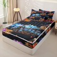 thumbnail image 2 of Manfei Vintage Train Zipper Twin Comforter Sets with Fitted Sheet and 2 Pillowcases,Colorful Railway Zipper Bedding Set,Black Reversible,4pcs, 2 of 8