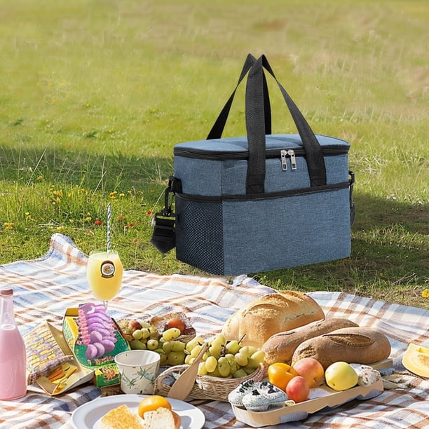 Baúl al aire libre gran capacidad, Baúl picnic aislante, Material aluminio grueso, Diseño cuadrado, Para familia, Aislamiento térmico, Baúl de viaje, Acero inoxidable, Para camping, Blahzhy