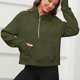 thumbnail image 4 of Sudaderas de Invierno para Mujer Jersey Corto con Media Cremallera Cuello Embudo Forro Polar con Cremallera Tops de Manga Larga con Orificio para el Pulgar, Verde, 4 of 6