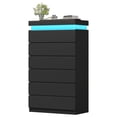 thumbnail image 3 of Afuhokles Black Tall Dresser Wood 6 Drawer Dressers for Bedroom with LED Light, Wood Chest of Drawers Storage Cabinet., 3 of 6