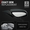 thumbnail image 2 of Passenger Side Power Adjustable Side View Mirror - Compatible with 2014-2019 Toyota Corolla - Power Adjust, Non-Heated, Manual Folding - Paintable Textured Black Housing - OEM 8791002F81C0, 2 of 6