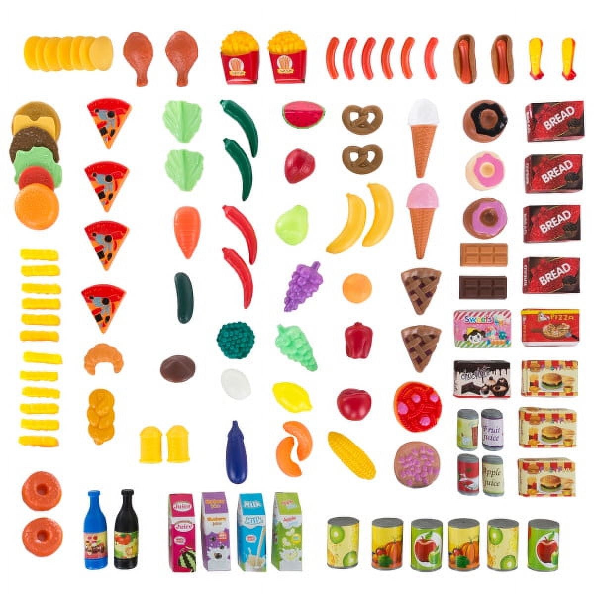 Hey Play 120-Piece Toy Food Set for Kids Kitchen and Pretend Play