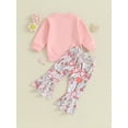 thumbnail image 4 of Bagilaanoe 2Pcs Baby Girl Valentine's Day Clothing Sets Toddler Letter Print Long Sleeve Sweatshirts Tops + Flare Trousers 6M 9M 12M 2T 3T 4T Kids Pants Set, 4 of 9