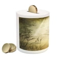 thumbnail image 2 of Occult Forest Piggy Bank, Misty Spot Deep down in the Woodlands Sunbeams, Ceramic Coin Bank Money Box for Cash Saving, 3.6" X 3.2", Pale Yellow Black, by Ambesonne, 2 of 4