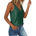 thumbnail image 7 of GEWSEY Womens Full Sequin Tank Tops Glitter Club Party Sleeveless Shirt Sparkle Blouses V-Neck Loose Shimmer Vests (Green, L), 7 of 7