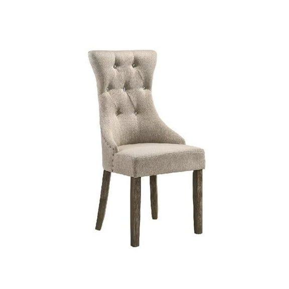 Acme Gabrian Upholstered Dining Side Chair in Reclaimed Gray (Set of 2) Indoor Dining Chairs