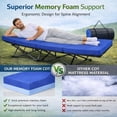 thumbnail image 3 of Folding Camping Cot with Memory Foam Mattress, 900LBS Capming Cots for Adults, Oversized 32" W Sleeping Cot with Carring Bag, Portable Folding Bed Cots for Capming, Hiking, Indoor Use - Blue, 3 of 6