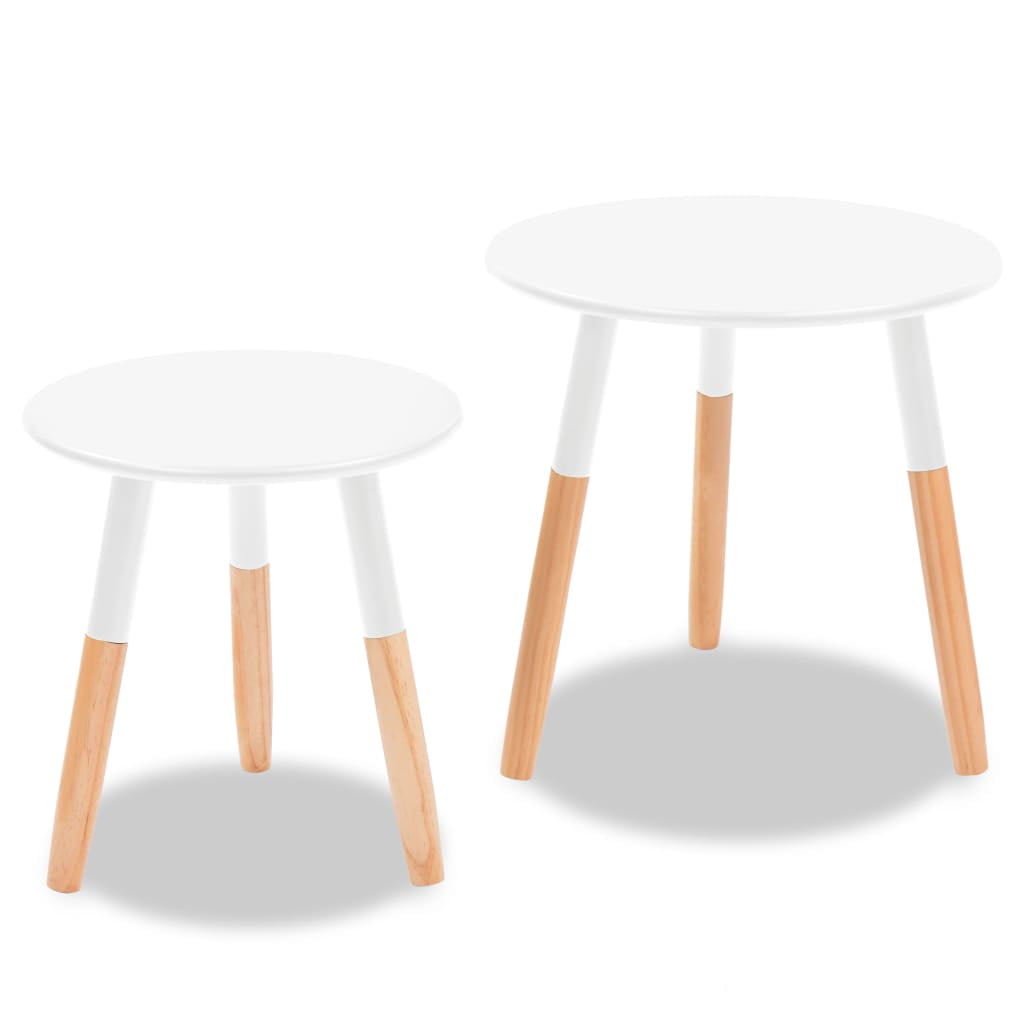 Kepooman Round End Side Table for Home Office, Set of 2, White Kepooman Round End Side Table for Home Office, Set of 2, White