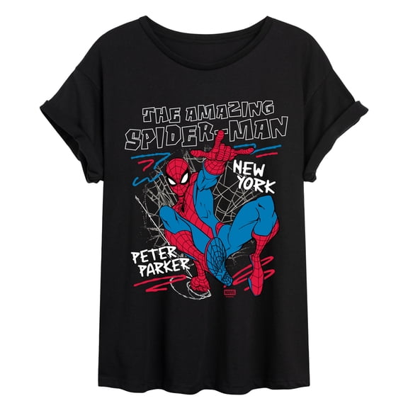 Spider-Man - Amazing Sketch - Juniors Oversized Graphic T-Shirt