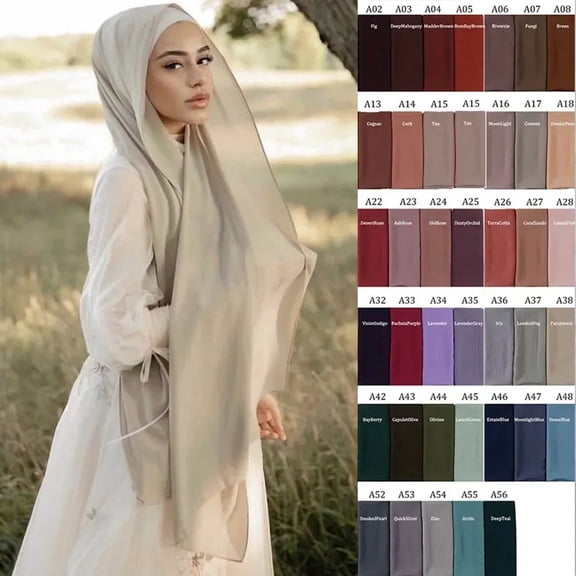 Large Square Head Scarf Bandana qinhaie Soft Breathable Hijab Scarf for Muslim Women, Lightweight Long Shawl Wrap, Solid Chiffon Daily Headwear Green Visor Hats One Size