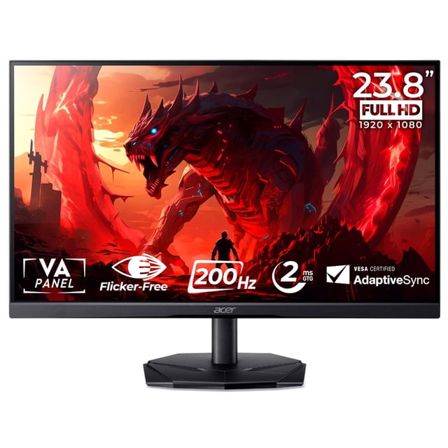 Monitor Gamer 23.8" ACER Nitro KG241Y X3bip Full HD 200Hz 2ms VA Adaptative-Sync HDMI DP Negro UM.QX1AA.309 Gaming y multitarea