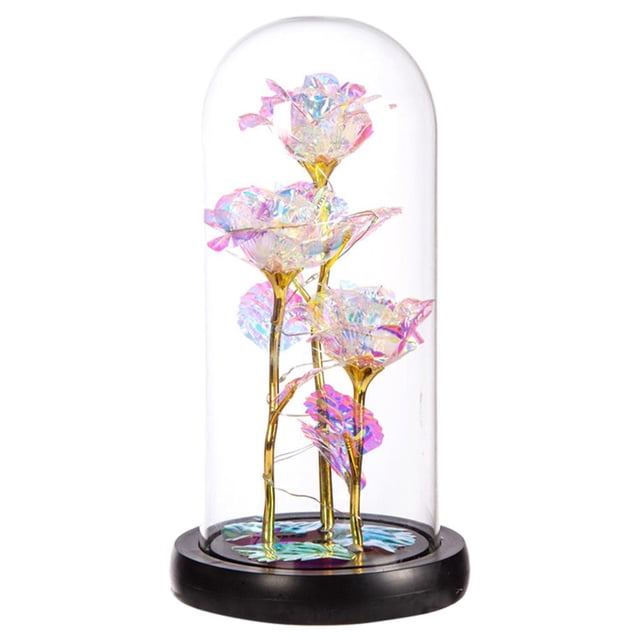 Lámpara LED con batería y cubierta de cristal con forma de rosa, regalo de cumpleaños y San Valentín para mamá Los 21x115x9cm