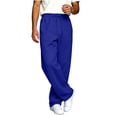 thumbnail image 5 of Big and Tall Cargo Pants for Men Polyester Elastic Waist Relaxed Fit Straight Leg Trousers with Multiple Pockets | Zenithor,Blue 3XL, 5 of 7