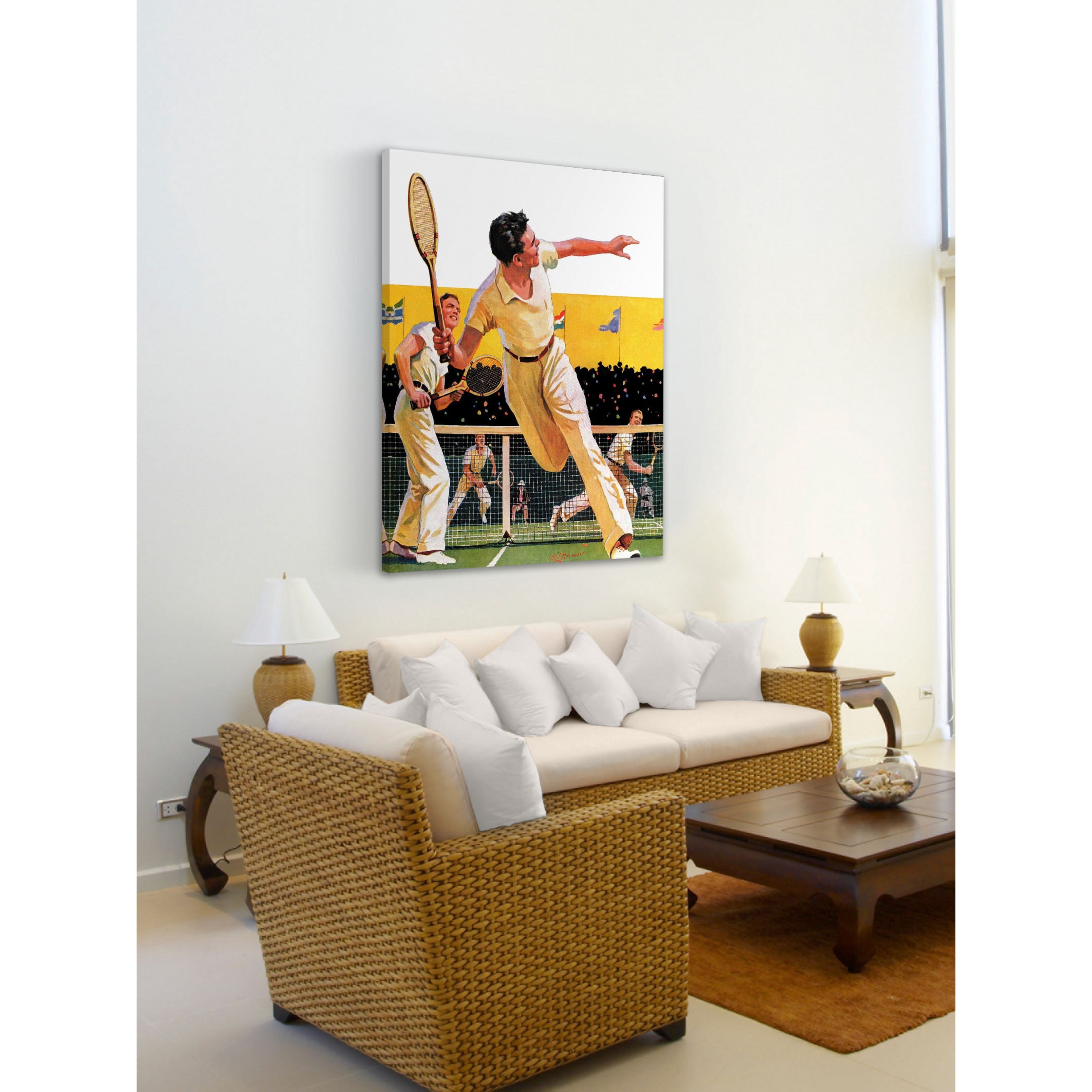 Marmont Hill Doubles Tennis Match by Maurice Bower Painting Print on Canvas