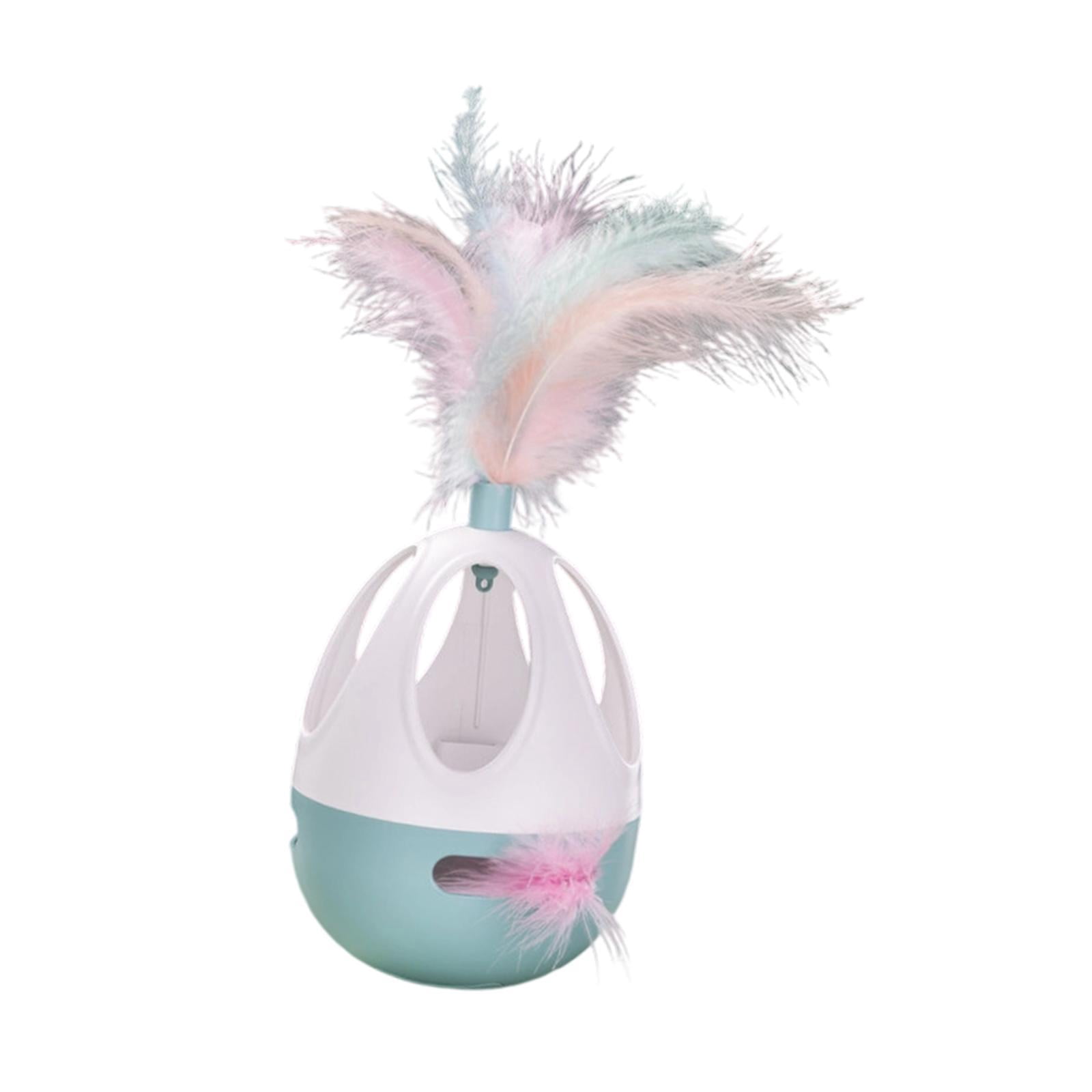 Serenable Cat Exercise Tumbler Interactive Ball Feather Teaser Toy for All Cats Breeds Blue