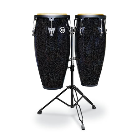 Latin Percussion LPA646-BM 10 & 11 in. Aspire Santana Conga Set with Stand Black Magic