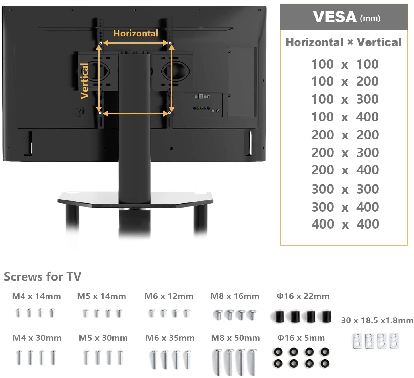TAVR Furniture Black Corner TV Stand with Swivel Mount for TVs up to 55 inch 4 tier shelves