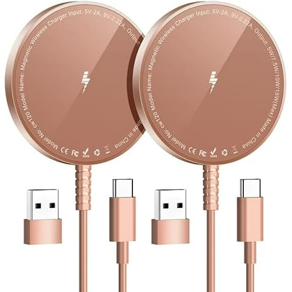 Magnetic Wireless Charger for iPhone: Compatible with Magsafe Charger iPhone 16 15 14 13 12 Series & Airpods 4 3 2 Pro - Fast 15W Max Charging Pad Strong Magnet, Dual USB-C/A Ports-Home Office Travel