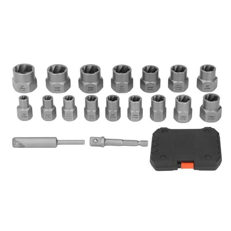 

Risegun 18Pcs Screw Extractor Broken Bolt Damaged Nut Remover Removal Tool for Maintenance
