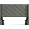 thumbnail image 3 of Huppe Button Tufted MCM Wingback Upholstered Headboard, Stone, Full/Queen, 3 of 7