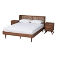 thumbnail image 1 of Bowery Hill Ash Walnut Wood 3-Piece King Size Bedroom Set with Rattan, 1 of 12