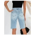 thumbnail image 6 of HLSOHJP New Women's Summer Ripped Denim Shorts Fashion High Elastic Slim Knee Length Jeans Shorts S-2XL Drop Shipping, 6 of 6