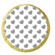 12 - 2 inch Silver and White Heart Edible Cupcake Image Toppers