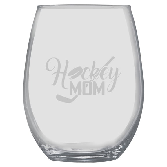 15oz Stemless Wine Glass -   Hockey Mom